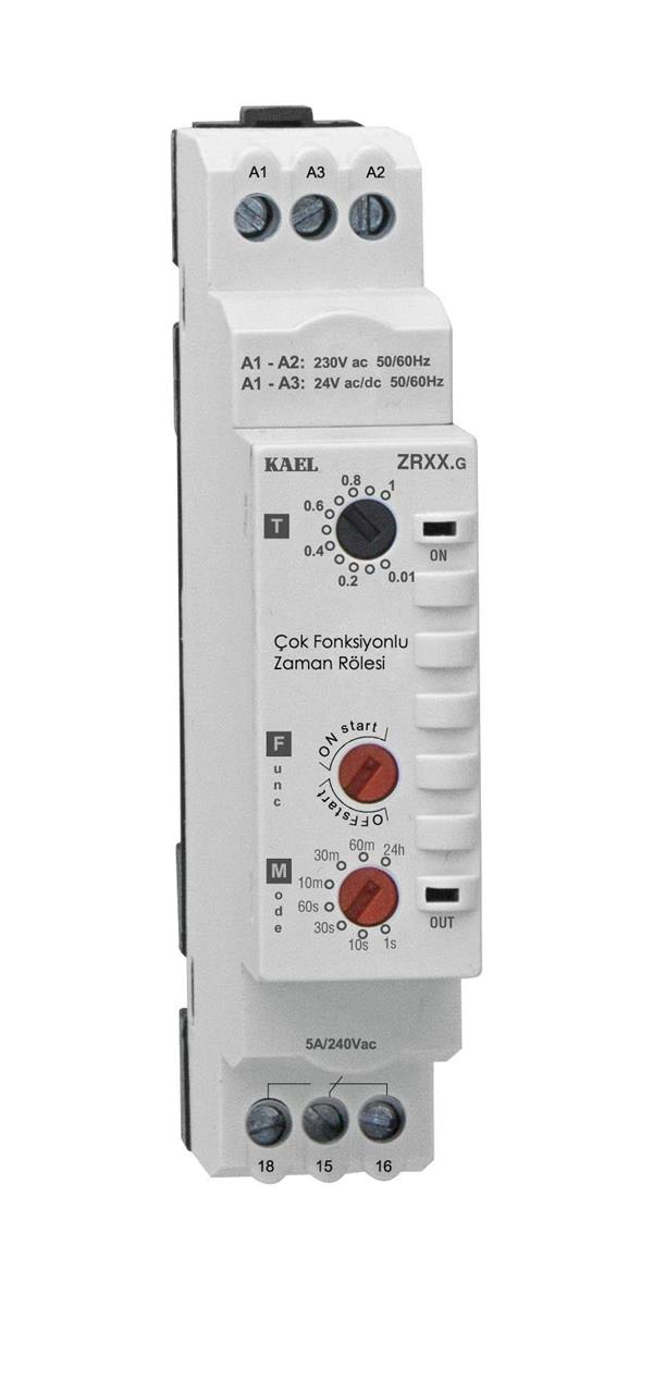 Χρονικό (timer) ράγας KAEL ZRXX.G 24V AC-DC 230V 1 module DELAY ON-OFF λειτουργία