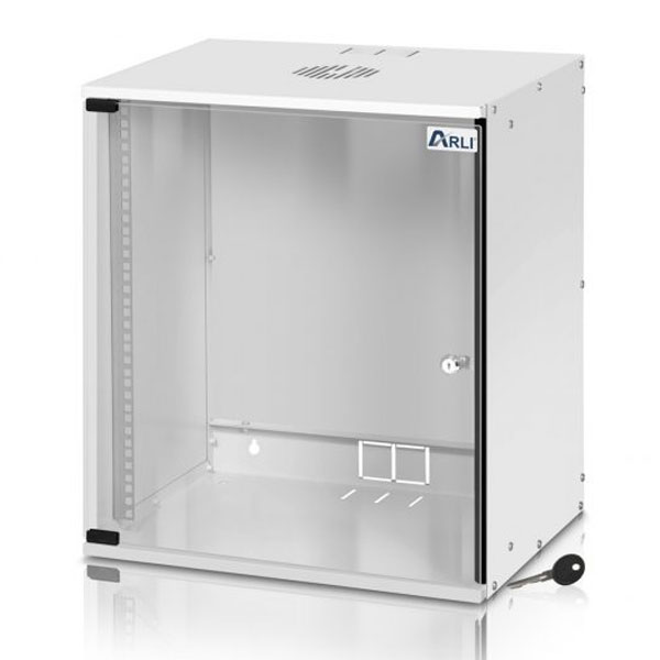 Επιτοίχια καμπίνα RACK ARLI 19″ 12U από ανοξείδωτο ατσάλι με διάφανη πόρτα