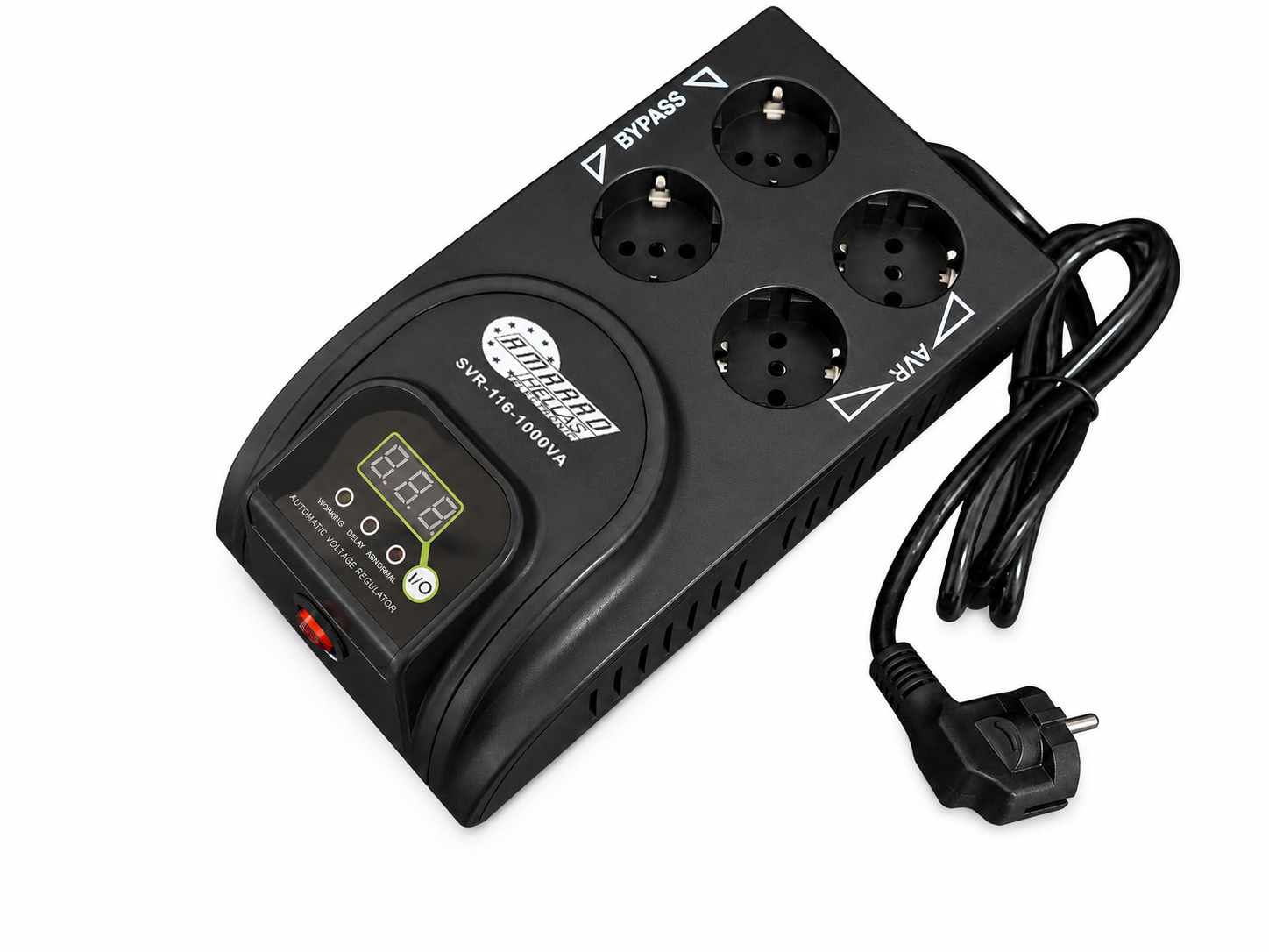 Σταθεροποιητής τάσης relay SVR-116 1000VA με 2 πρίζες AVR και 2 πρίζες Bypass
